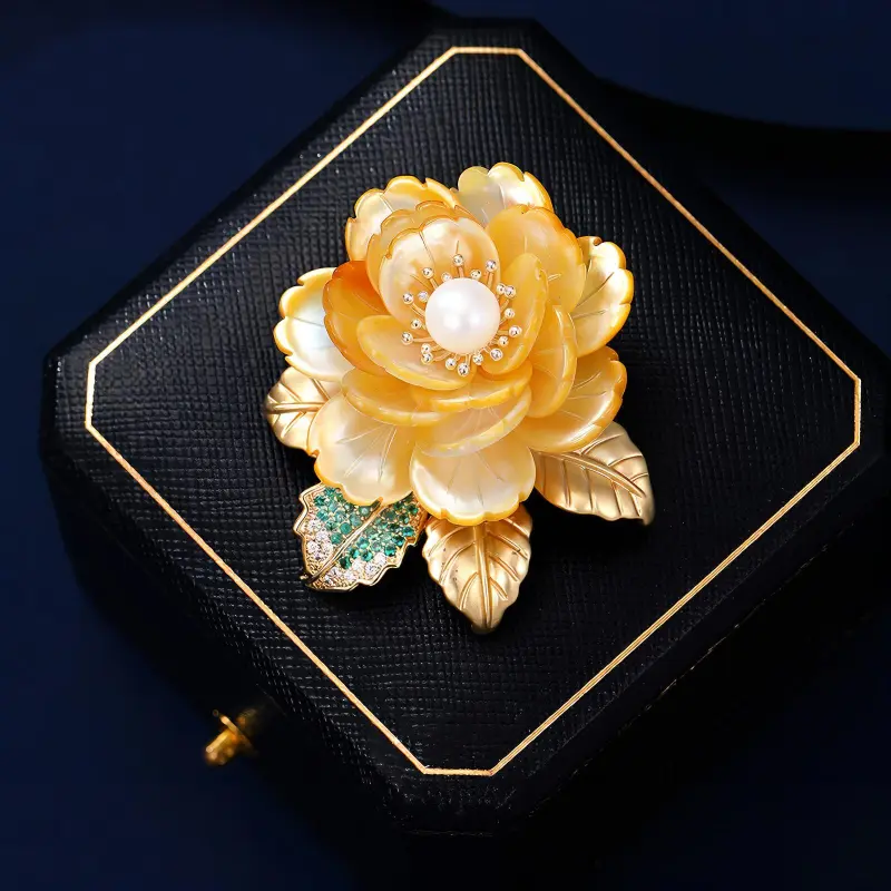 VIOLET Freshwater Pearl Mother Of Pearl Brooches Women's-3