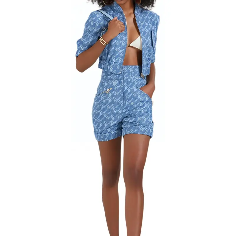 FENDI SS22 Cropped Coats Women's Light Blue-2