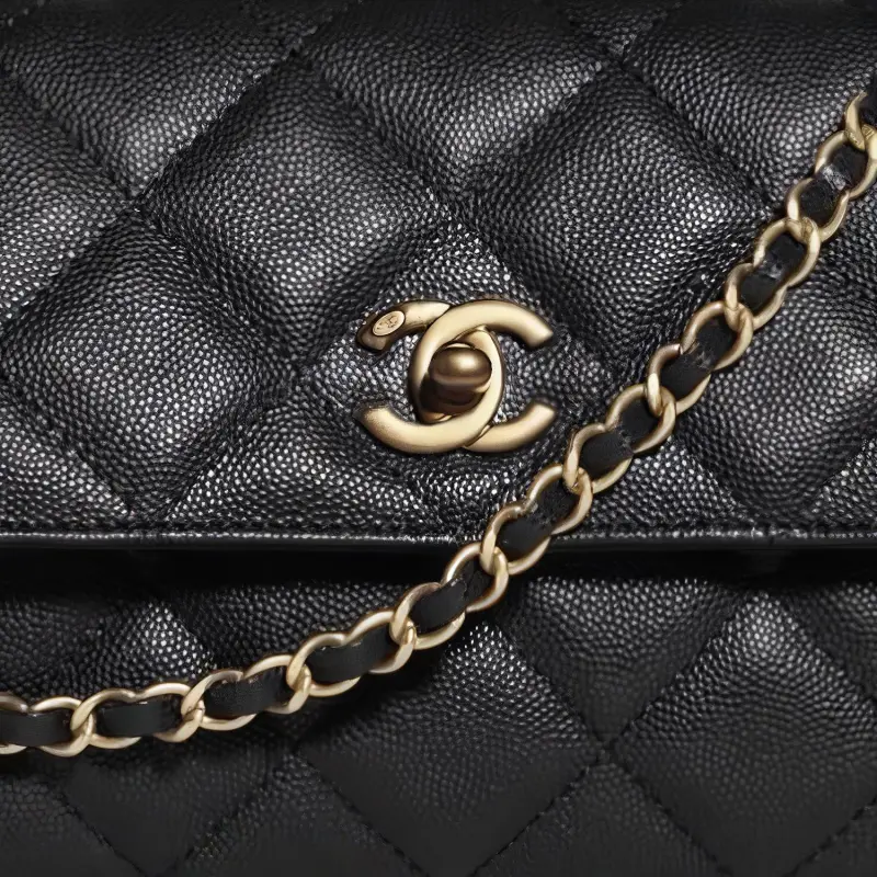 CHANEL 24B Calfskin Handbag Women's Black-1