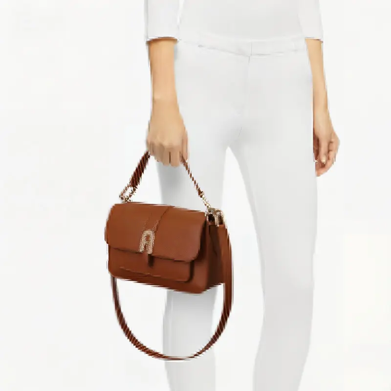 Furla Cow Leather Messenger Bag, Shoulder Bag, Crossbody Bag, Handbag Mini Women's Brown-4