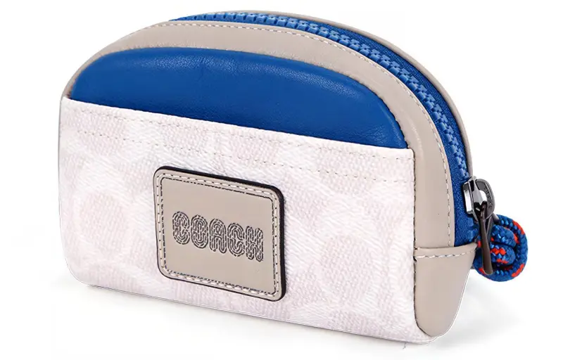 COACH Pacer Canvas Coin Purse Mini Men's White & Blue-1