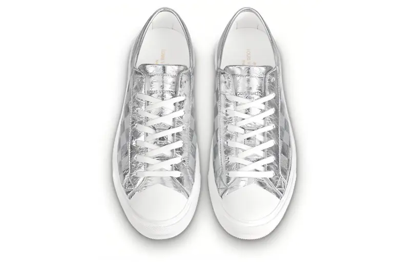 LOUIS VUITTON Tattoo Sneakers 'Silver Plaid Monogram'-2