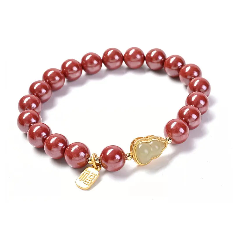 Abby's Wonderland Reconstructed Cinnabar Jade Bracelets Unisex-2