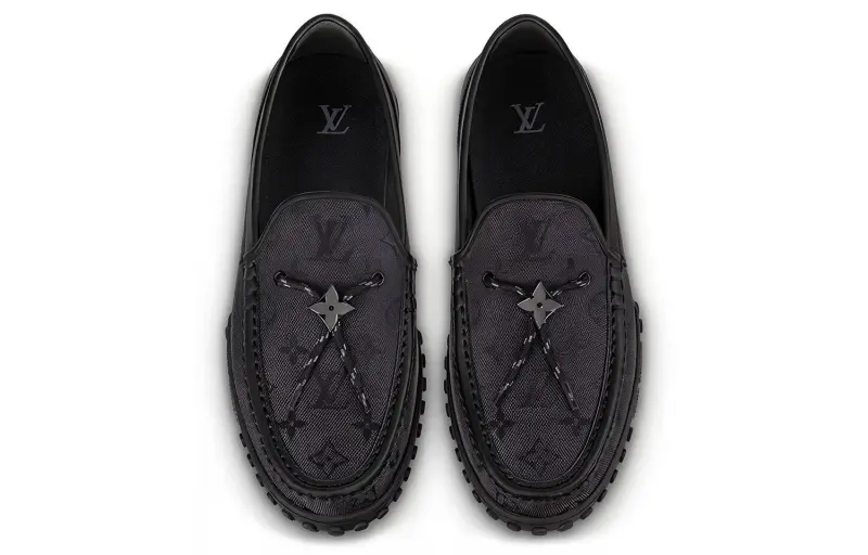 LOUIS VUITTON Racer Moccasins Shoes 'Black Mesh Monogram'-2