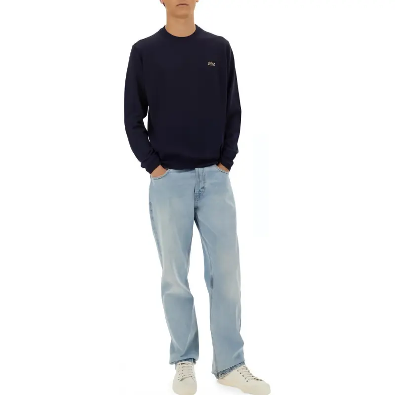LACOSTE Logo Embroidered Crewneck Knitted Jumper-3