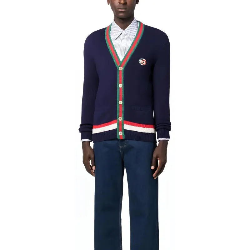 GUCCI Web stripe Button up Cardigan-3