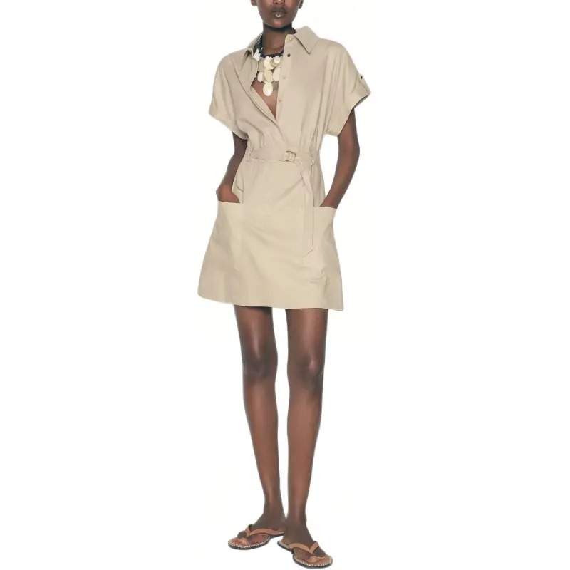 ZARA Short-Sleeved Dresses Women's White-2