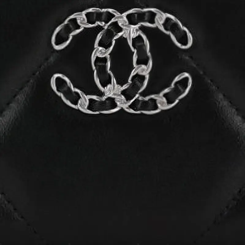 CHANEL Lambskin Coin Purse Women's Black-3
