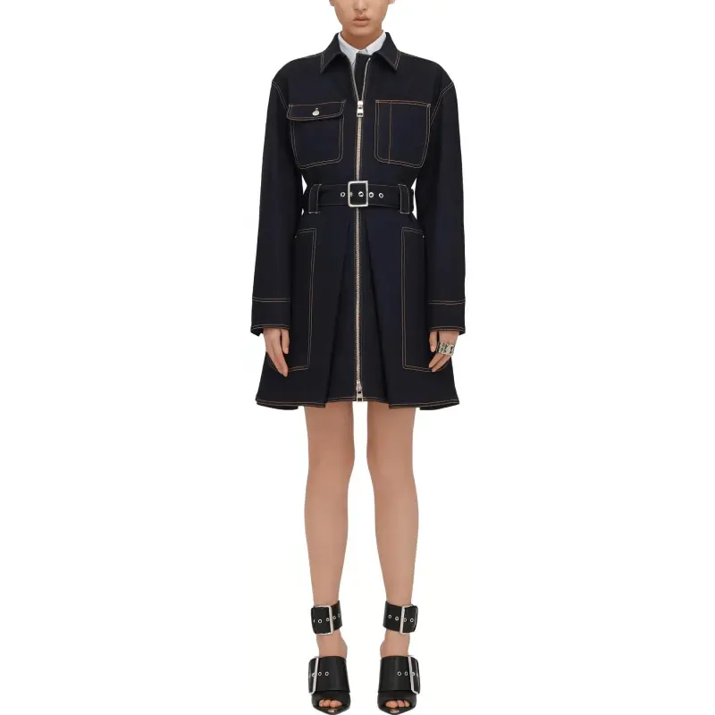 Alexander McQueen Long Sleeved Dress Women's Blue-1