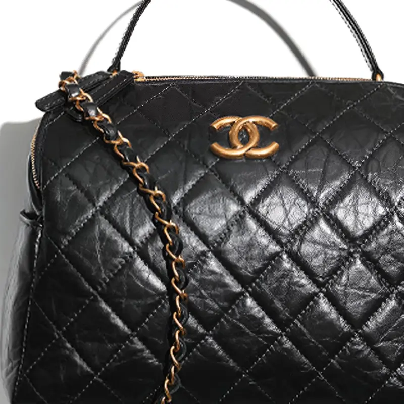 CHANEL Calfskin Bowling Bag, Doctor Bag, Shoulder Bag, Crossbody Bag, Handbag Women's Black-3