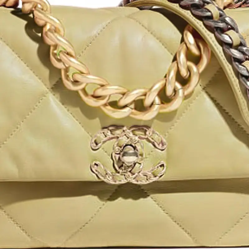 CHANEL 19Bag Lambskin Shoulder Bag, Crossbody Bag Trumpets Women's Yellow-2