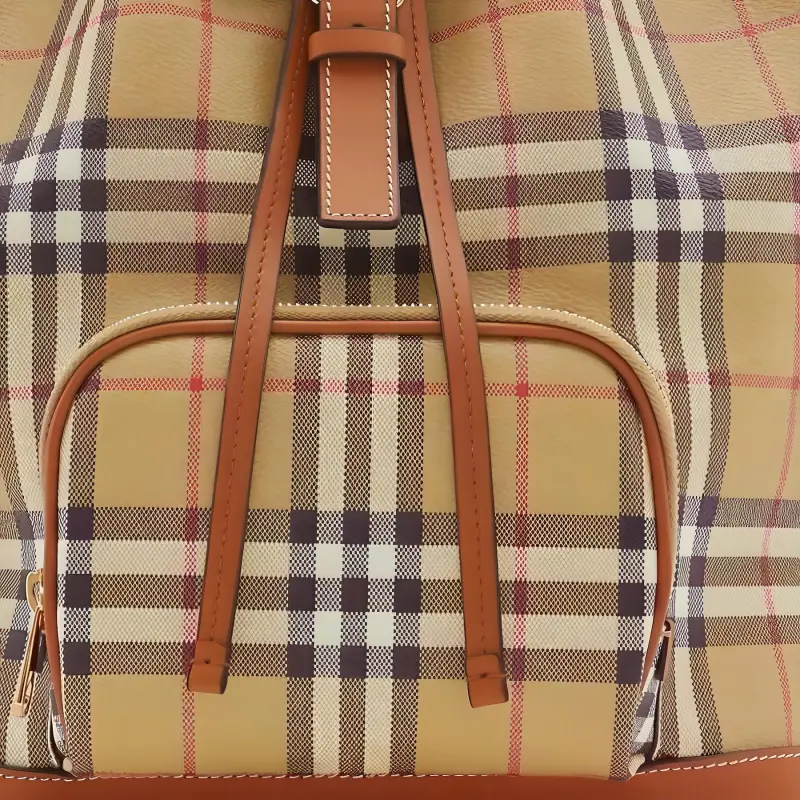 Burberry Bonded Polyurethane Backpack Women's Archive Beige & Sandalwood Brown-3