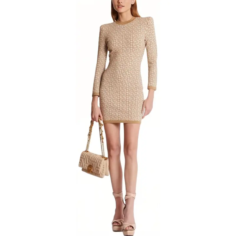 BALMAIN Long-Sleeved Dresses Women's Almond Beige-2