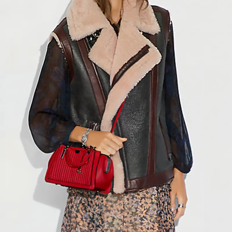 COACH Kisslock Leather Kiss-Lock Handbag Crossbody Bag Small Size Women's Red-4