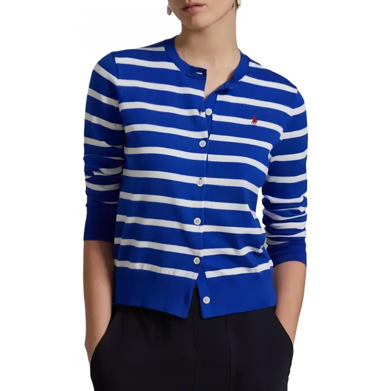 Polo Ralph Lauren Logo Embroidered Striped Knitted Cardigan-1