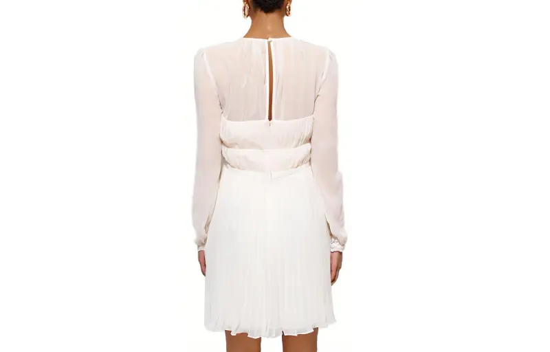 Self portrait Long Sleeved Dress Women's Ivory White-1