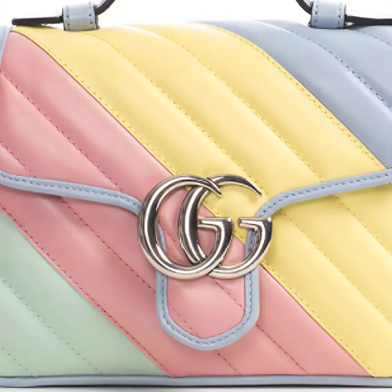 GUCCI Marmont Cow Leather Messenger Bag Chain Portable Crossbody Bag Shoulder Bag Mini Women's Multicolor-5