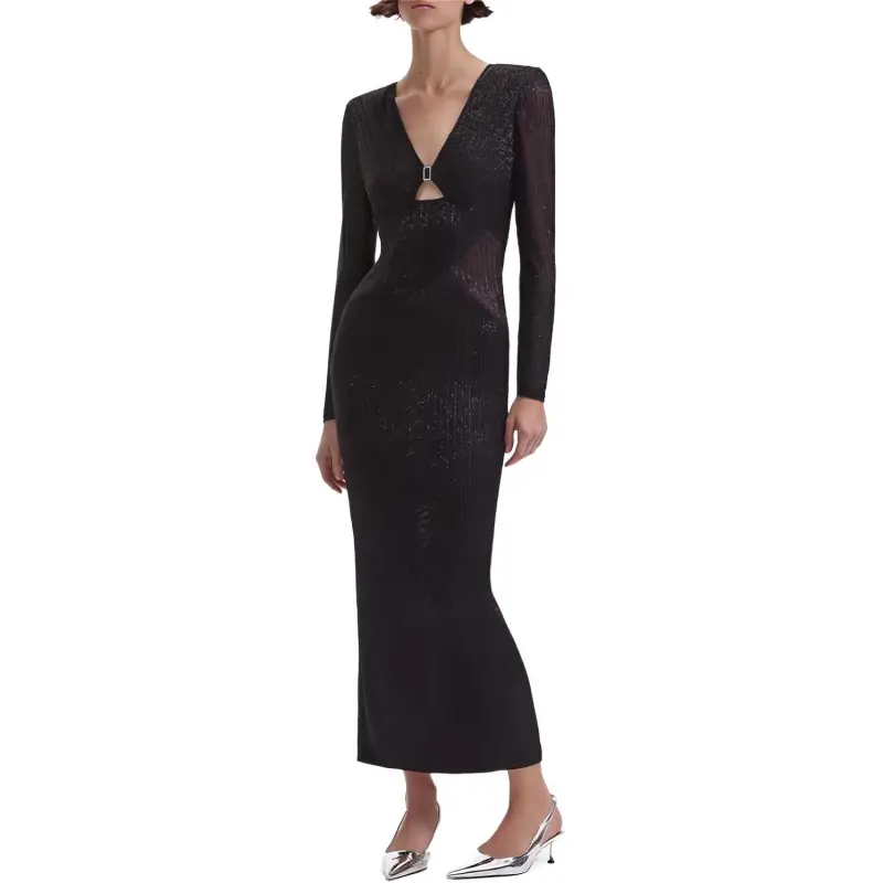 Self portrait Long Sleeved Dresses Women's Classic Black-3