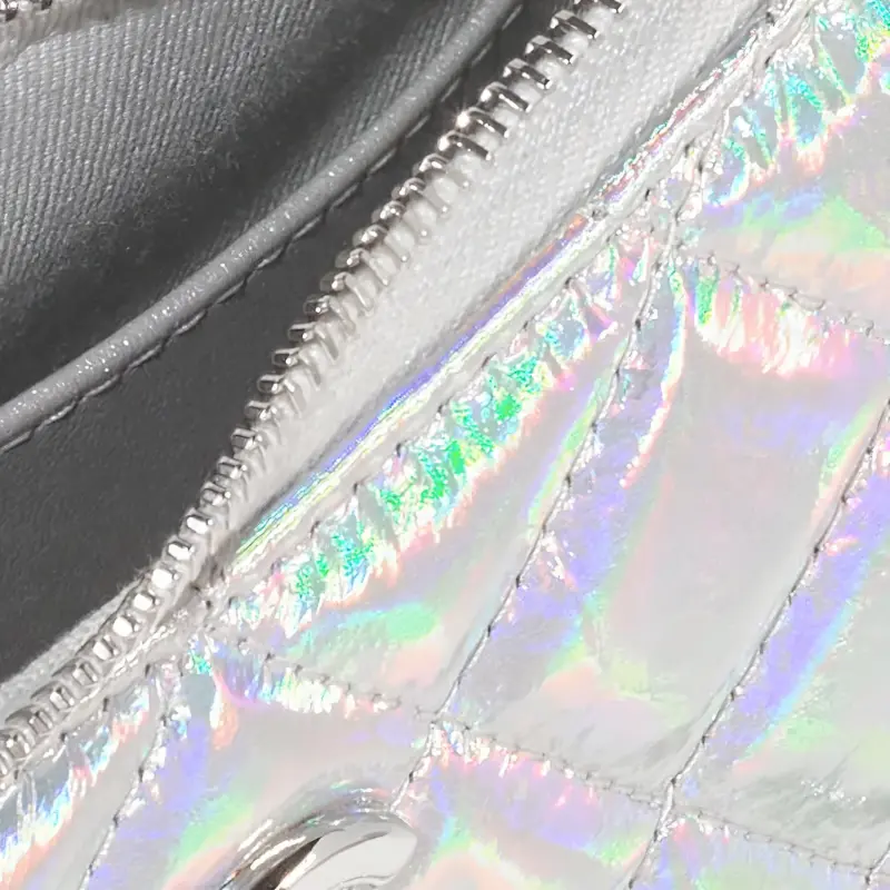 CHANEL Iridescent Mirror Finish Goatskin Crossbody Bag, Shoulder Bag Women's Silver-2