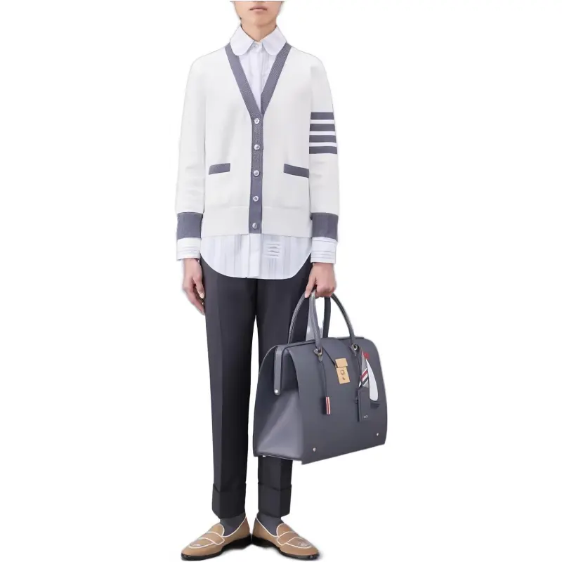 THOM BROWNE Milano Oxford Layered Shirt Cardigan-2