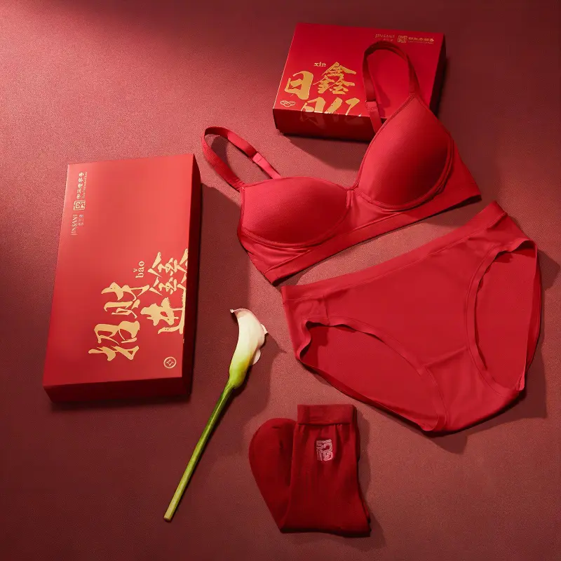 JINSANT Underwear Set Women's Red-2
