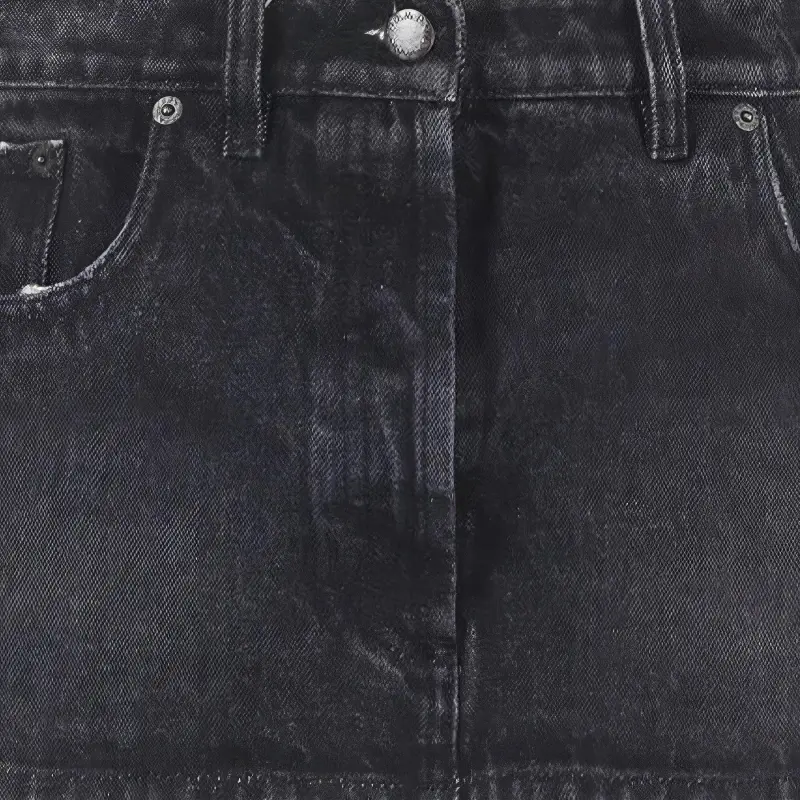 PRADA Denim Washed Ultra Mini Skirt 'Black'-3