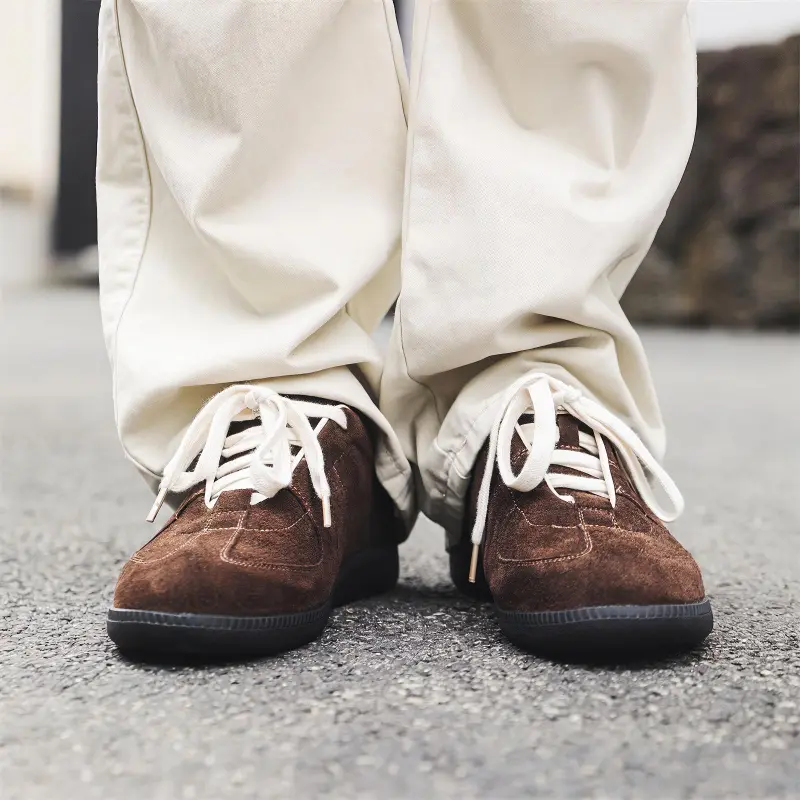 PAVEA Breathable Low Top Skateboard Shoes Men's Brown-3