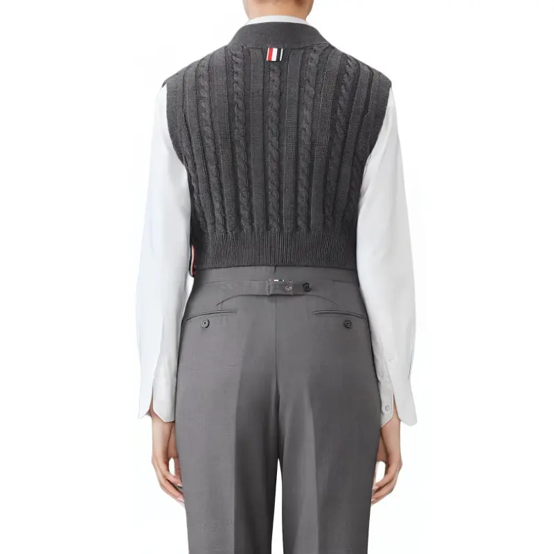 THOM BROWNE RWB stripe Cable knit Vest-3
