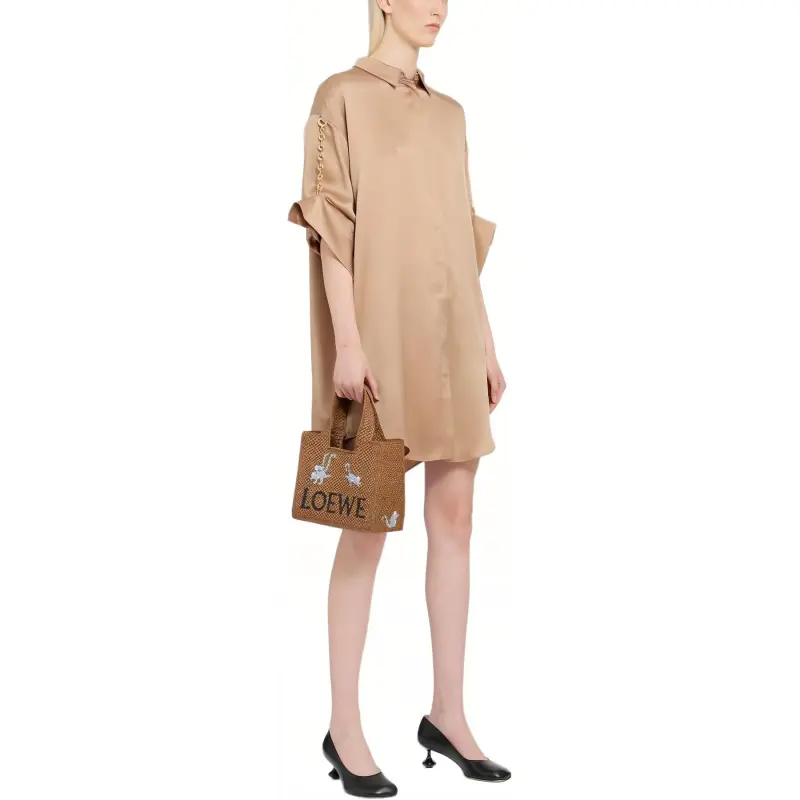 LOEWE Chain Embellished Short Sleeved Shirt Dress-4