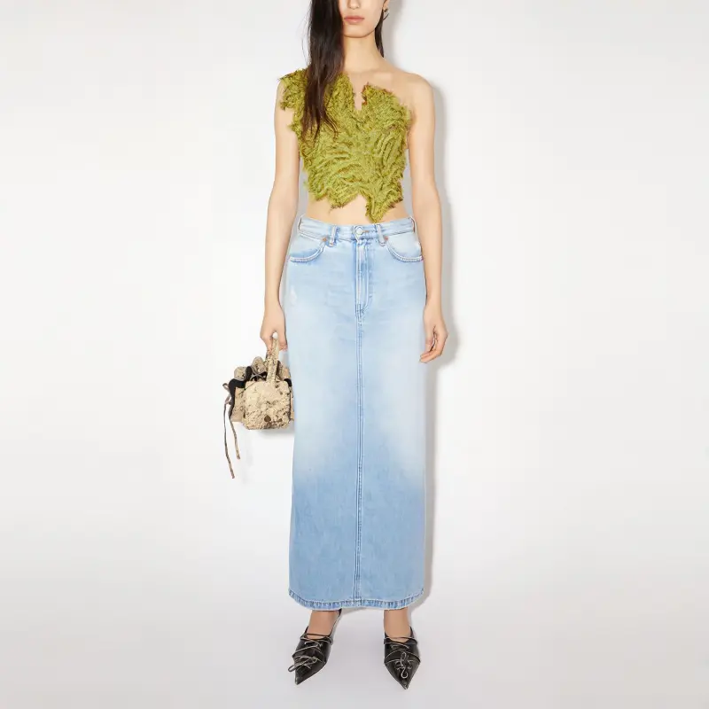Acne Studios Denim Long Skirts Women's Light Blue-1