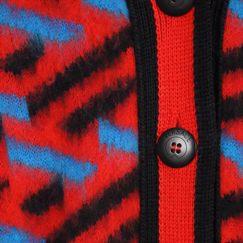 VERSACE Monogram Jacquard Knit Sweater 'Orange Peel/Regal Blue'-4