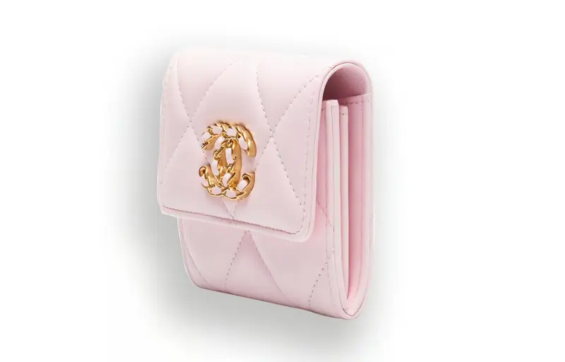 CHANEL 22c Early Spring Lambskin Coin Purse Women's Light Pink-1