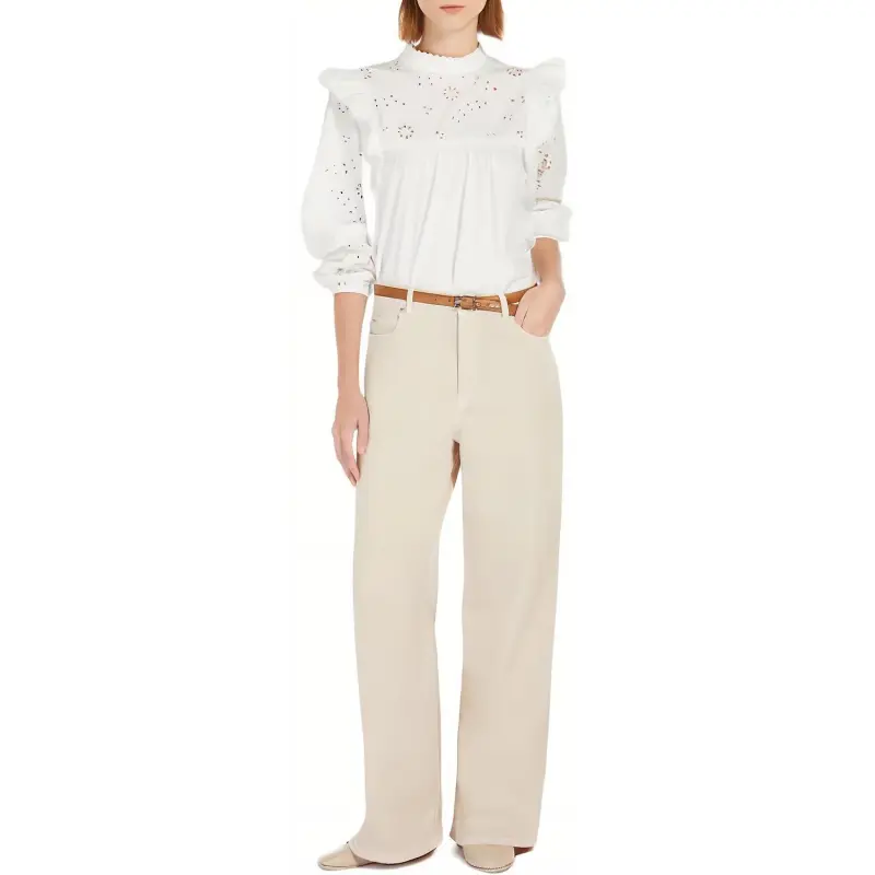 WEEKEND MaxMara Embroidered Ruffled Top-2