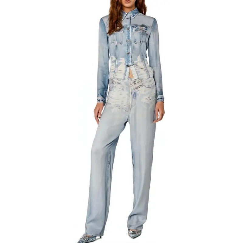 DIESEL Straight Placed Print Jeans 'Blue'-1