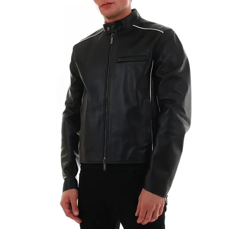 Valentino Leather Jackets Men Black-3