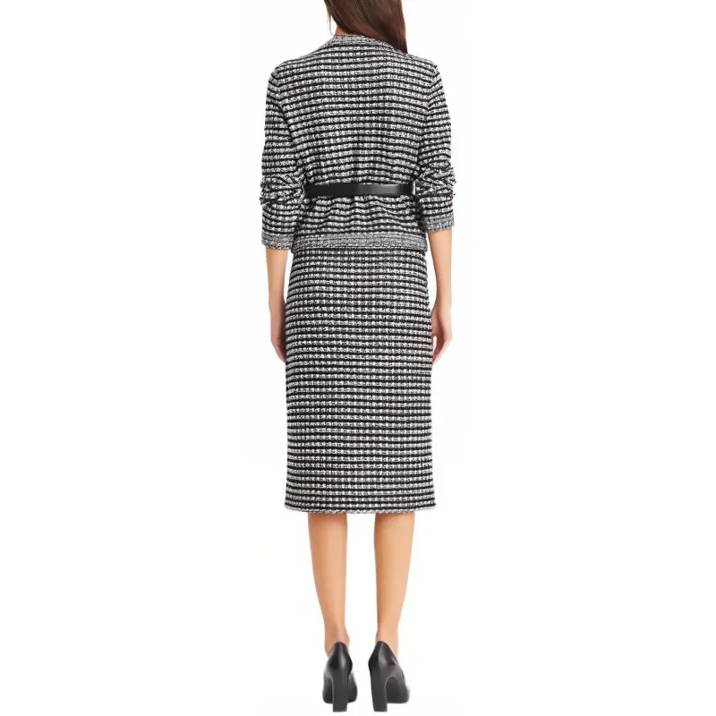 TORY BURCH Crewneck Buttoned Tweed Jacket-3