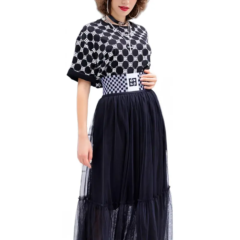 BESIONIA T Shirt Women's Black Pattern-4