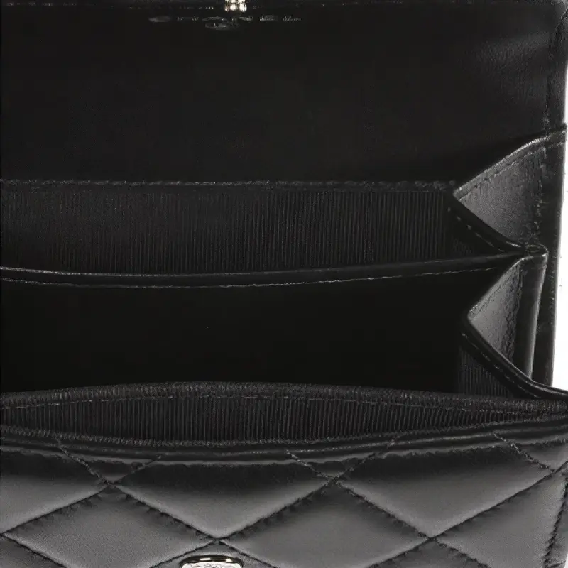 CHANEL Classic Flap CF Sheepskin Flap Coin Purse, Flap Card Holder Women's Black-5