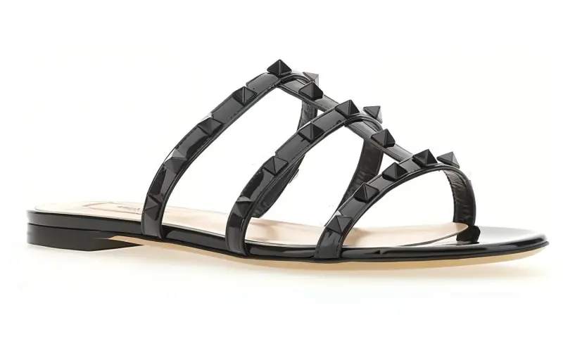 Valentino ROCKSTUD Slip Resistant Slide Slippers Women's Black-2