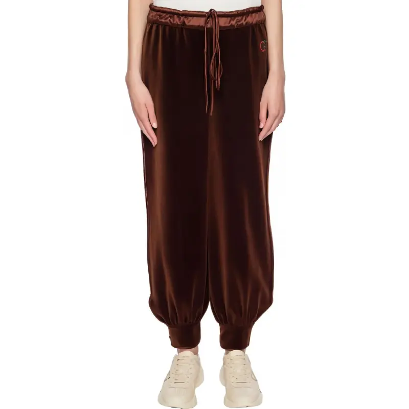 GUCCI Knitted Sports Pants Women's Brown-1