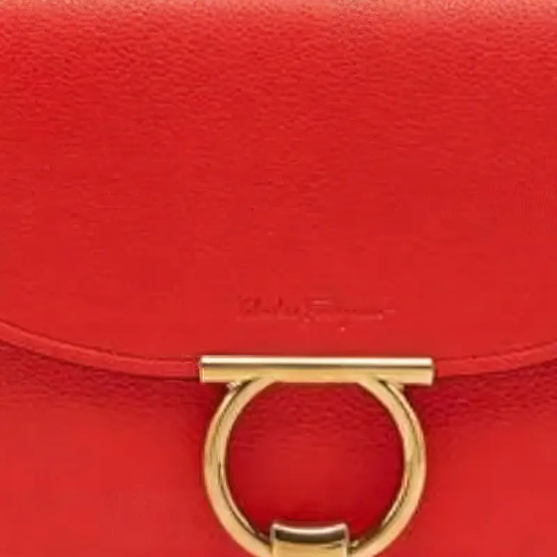 FERRAGAMO GANCINI Calfskin Clutch Women's Candy Apple Red-5