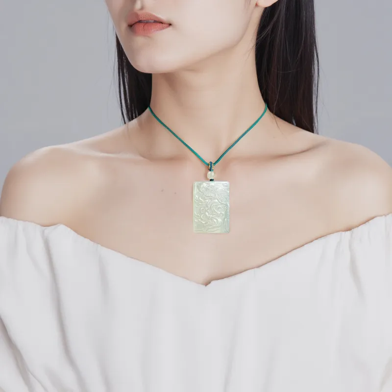 Tang Zhi Natural Serpentine Jade Necklaces Women's-5