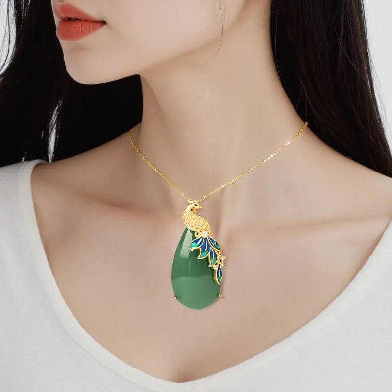 Strange Snow Colored Glaze Jade Necklaces Unisex-5