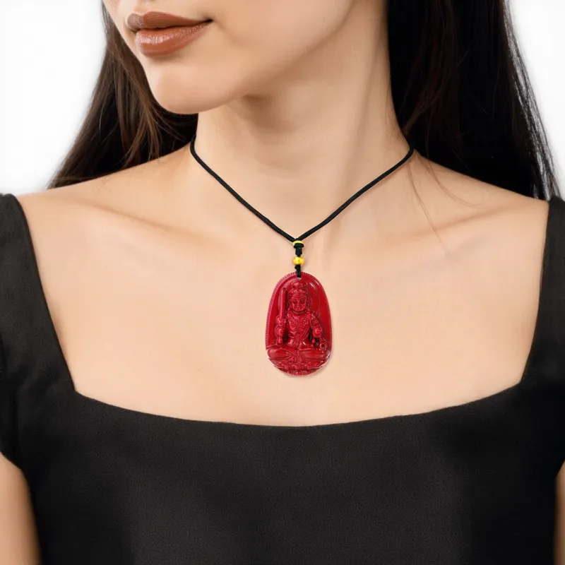 JINLIUFUJIXIANG Reconstructed Cinnabar Necklaces Unisex-9