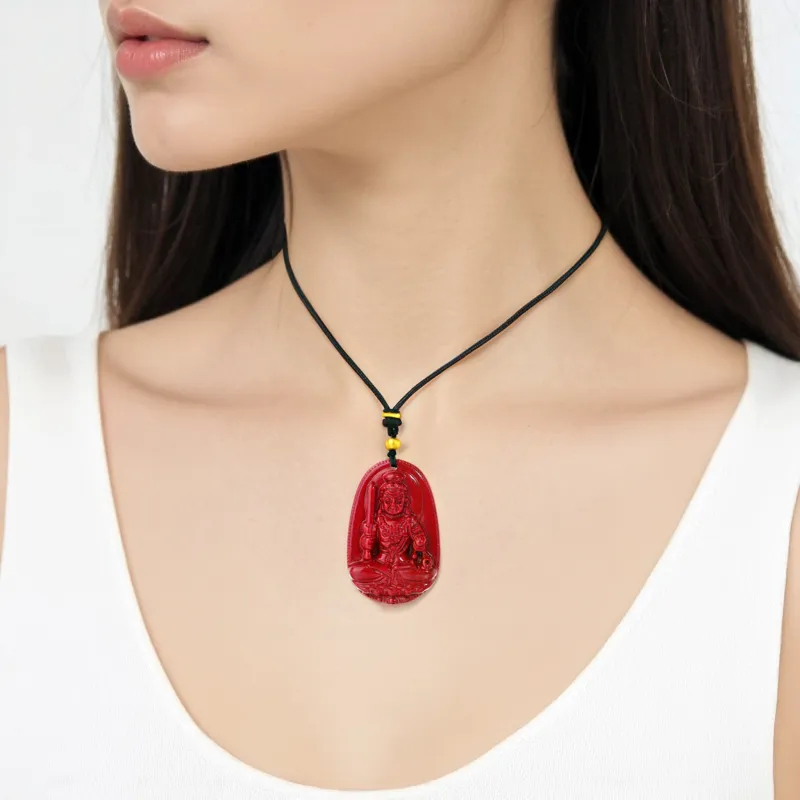 JINLIUFUJIXIANG Reconstructed Cinnabar Necklaces Unisex-8