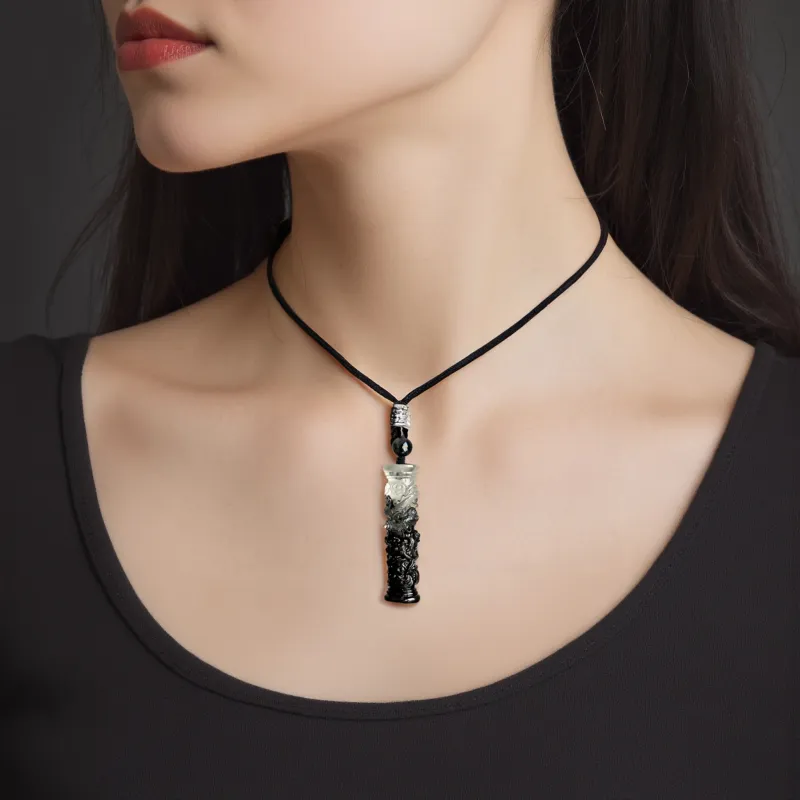 Tang Zhi Natural Serpentine Jade Necklaces Unisex-5