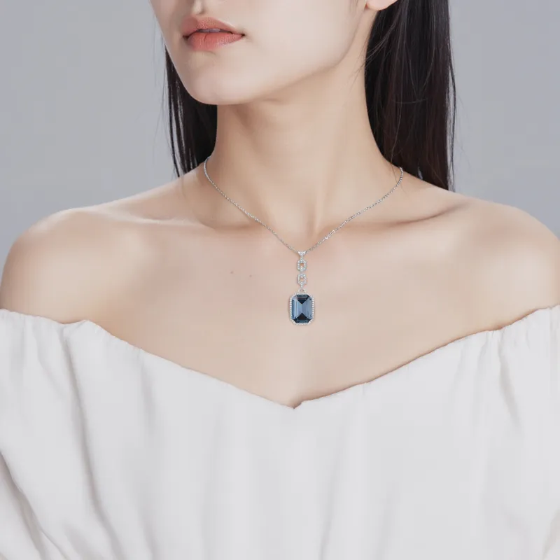 Swarovski Faux Crystal Necklaces Women's Silver-3
