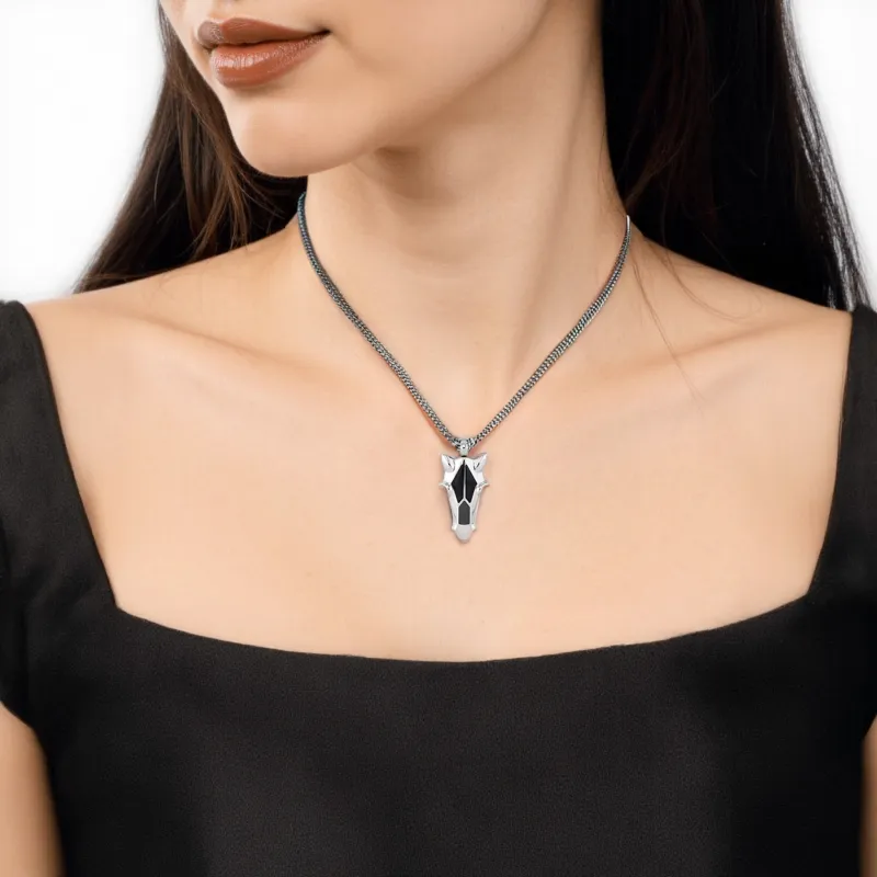 HERMES Necklaces Destrier Metal Necklaces Unisex Silver-3