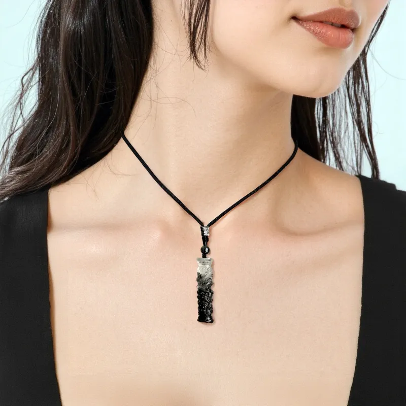 Tang Zhi Natural Serpentine Jade Necklaces Unisex-6