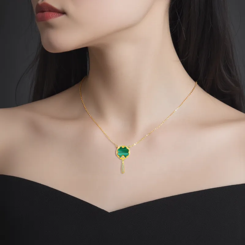 Long Fu Malachite Necklaces Women's-6